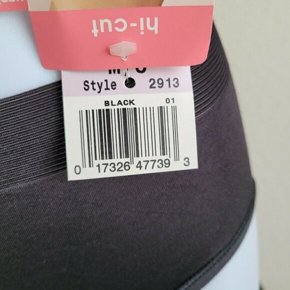 Vintage Barely There Panties Hi Cut Flawless Fit Ultrasleek 2913 Black M/6 NWT - Picture 6 of 9